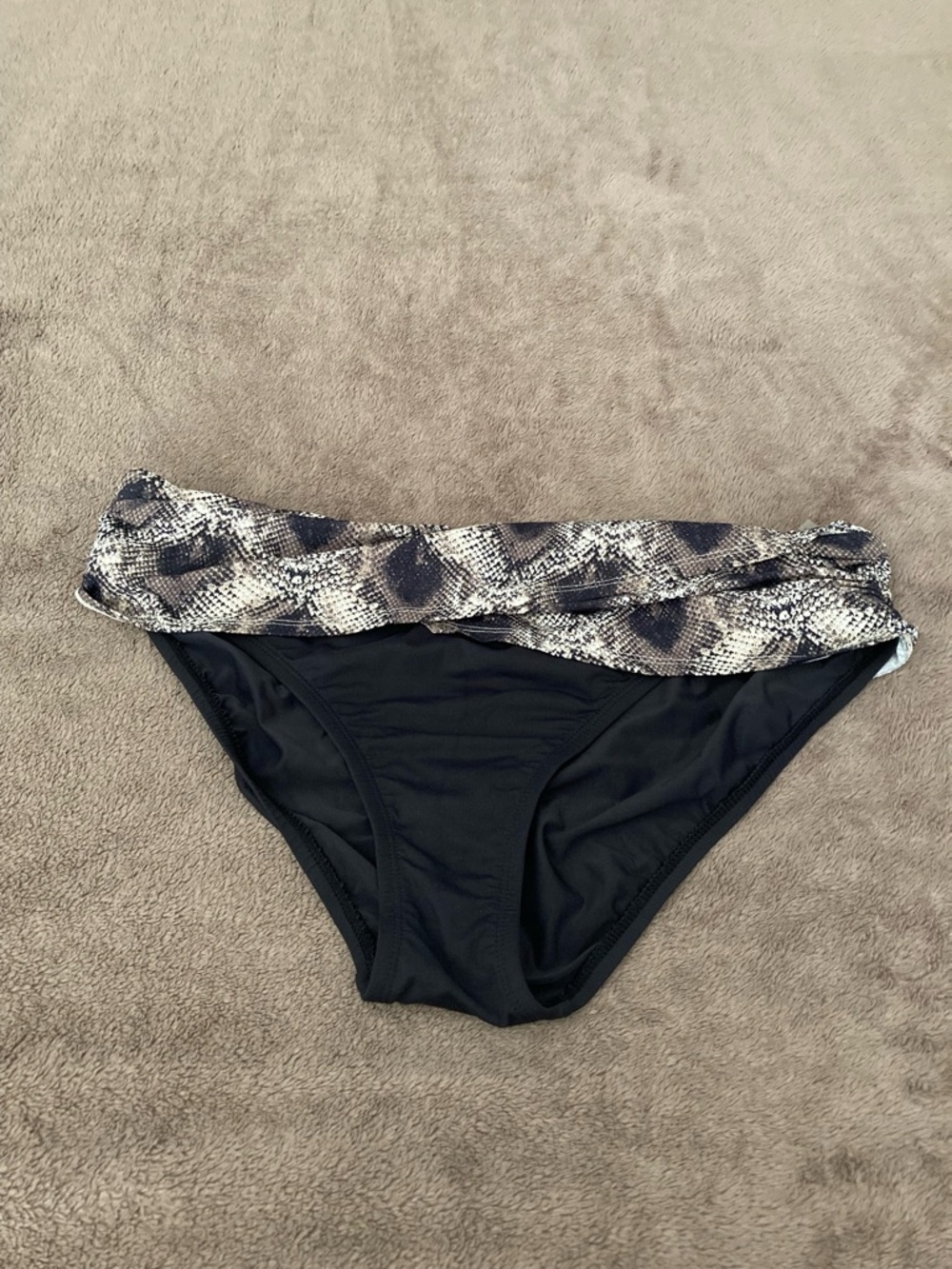 Bleu Tod Beattie Women’s Black Bikini Bottom with Snakeskin Foldover Waistband